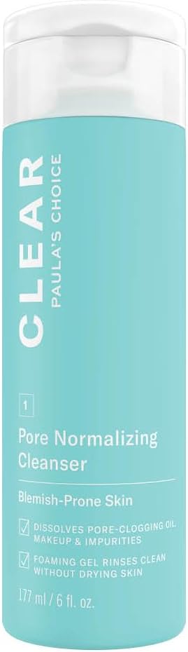 Paula's Choice CLEAR Pore Normalizing Cleanser - Cleansing Gel & Makeup Remover - Removes Pore Clogging Impurities & Blackheads - with Salicylic Acid - All Skin Types - 177 ml