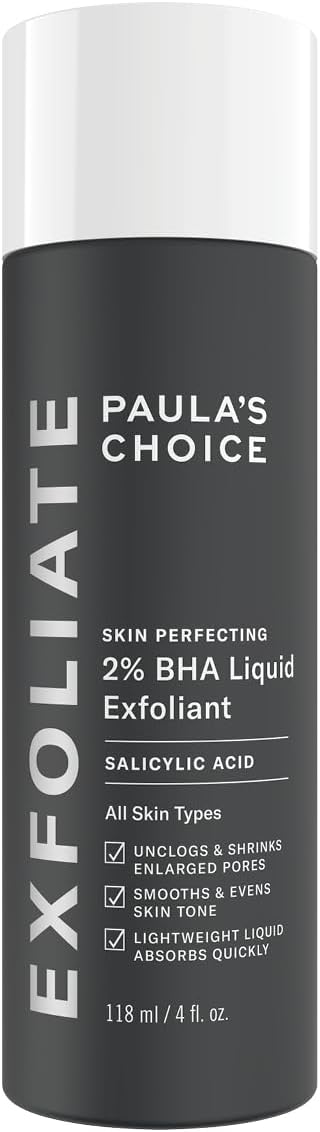 Paula's Choice SKIN PERFECTING 2% BHA Liquid Exfoliant - Face Exfoliating Peeling Fights Blackheads & Enlarged Pores - for a Healthy Glow - with Salicylic Acid - Combination & Oily Skin - 118 ml