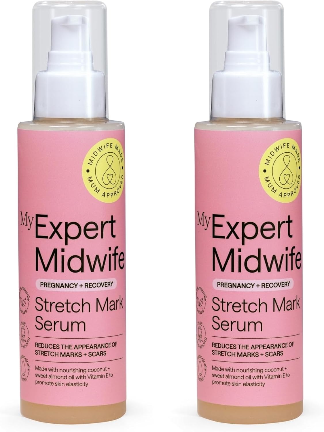 My Expert Midwife Stretch Mark & Scar Cream Duo, Pregnancy & Postpartum Elasticising Serum to Hydrate, Nourish and Sooth, Gentle Relief for Tight, Itchy Skin,150ml (Pack of 2)