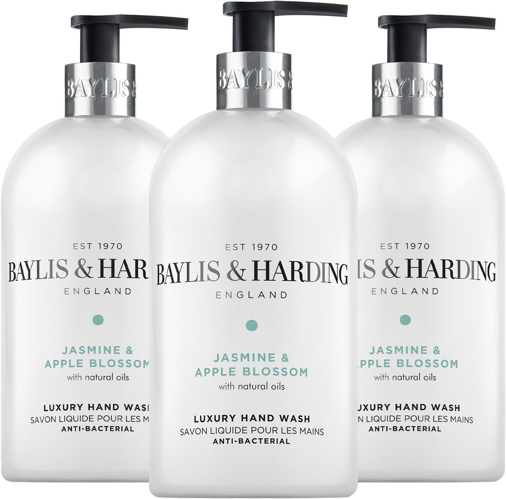 Baylis & Harding Jasmine and Apple Blossom Anti-Bacterial Hand Wash, 500 ml (Pack of 3) - Vegan Friendly