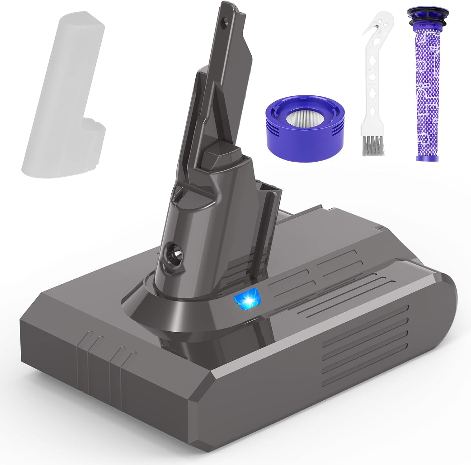 Battery for Dyson V7, 21.6V 4600mAh Li-ion Battery Replacement for Dyson V7 Animal Trigger Motor-head Pro Car+Boat Cordless Vacuum Cleaner with 1 Brush+ Pre Filter+ Post Filter