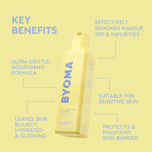BYOMA Milky Moisture Cleanser (175ml) Ultra Soothing Cleanser, Gentle on Dry and Sensitive Skin, with Tri-Ceramide, Oat Extract and Panthenol, Vegan