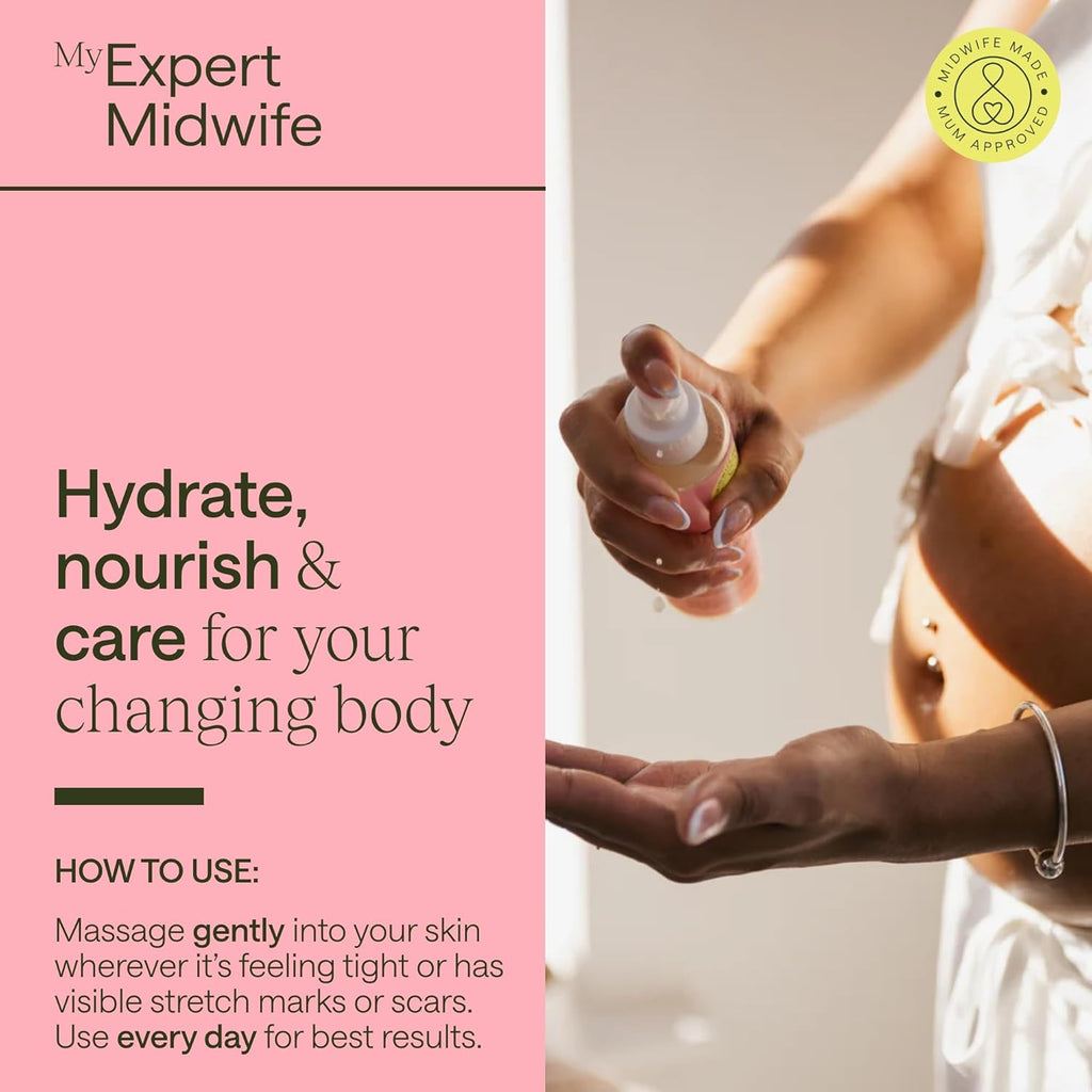 My Expert Midwife Stretch Mark & Scar Cream Duo, Pregnancy & Postpartum Elasticising Serum to Hydrate, Nourish and Sooth, Gentle Relief for Tight, Itchy Skin,150ml (Pack of 2)