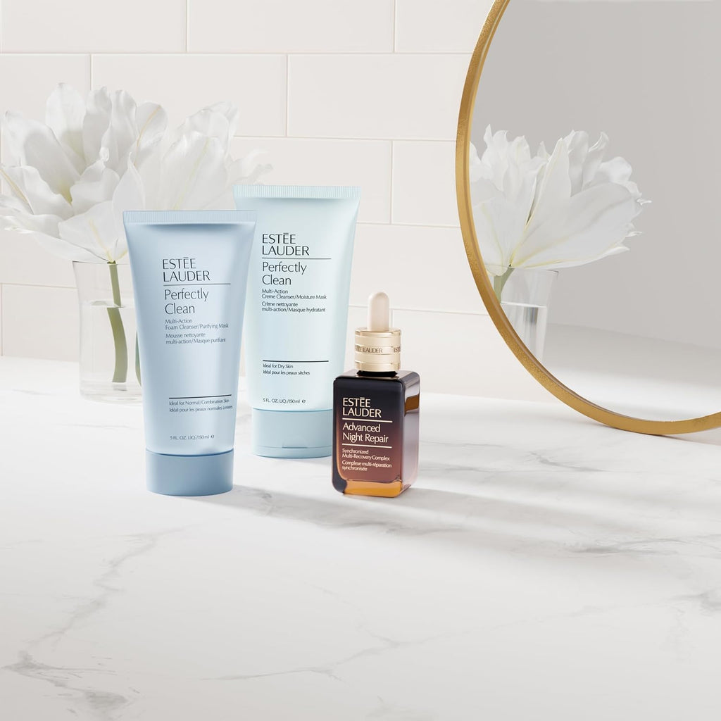 Estée Lauder Perfectly Clean Multi-Action Foaming Face Cleanser/Purifying Face Mask for Normal/Combination Skin, 150 ml