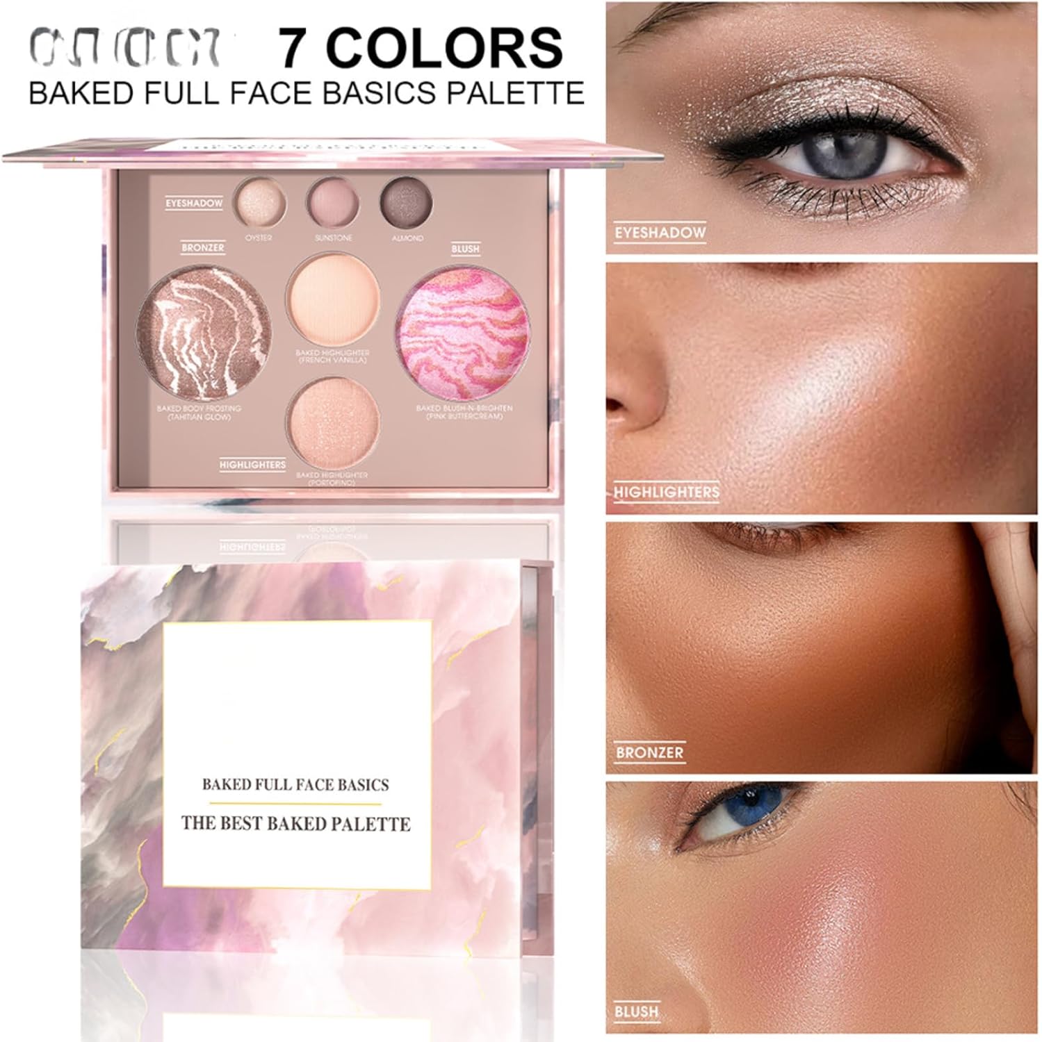 All-in-One Makeup Palette - Portable Eyeshadow, Blush, Contour & Highlighter Palette, Travel Makeup Kit for Everyday Glam, Multi-Purpose Cosmetic Palette for Natural to Bold Looks