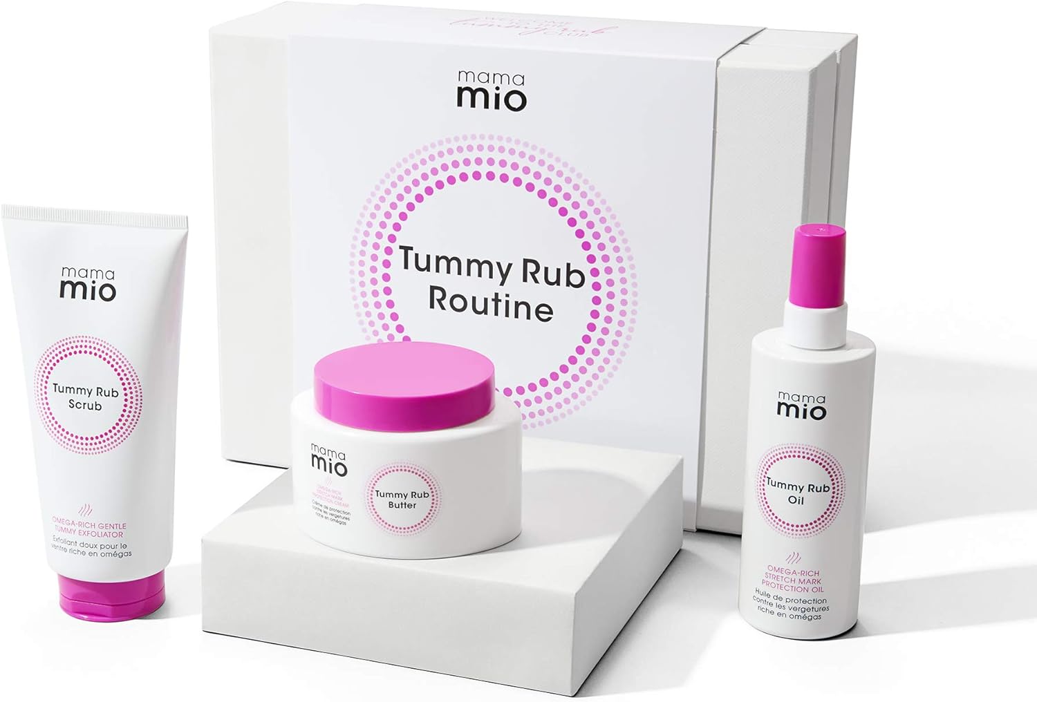 Mama Mio Tummy Rub Routine Pregnancy Gift Set | Ultimate Bump Care Protection | Stretch Mark Protection Kit | Omega Rich Skin Stretch Complex