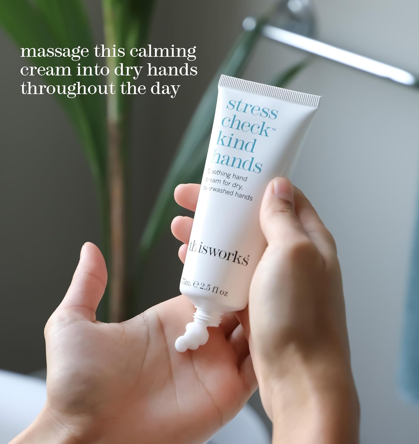 This Works Stress Check Kind Hands, 75 ml - Intensely Hydrating Hand Cream Enriched with Shea Butter, Vitamin E and Ylang Ylang Essential Oils - Soothing Hand Moisturiser for Dry and Sensitive Skin