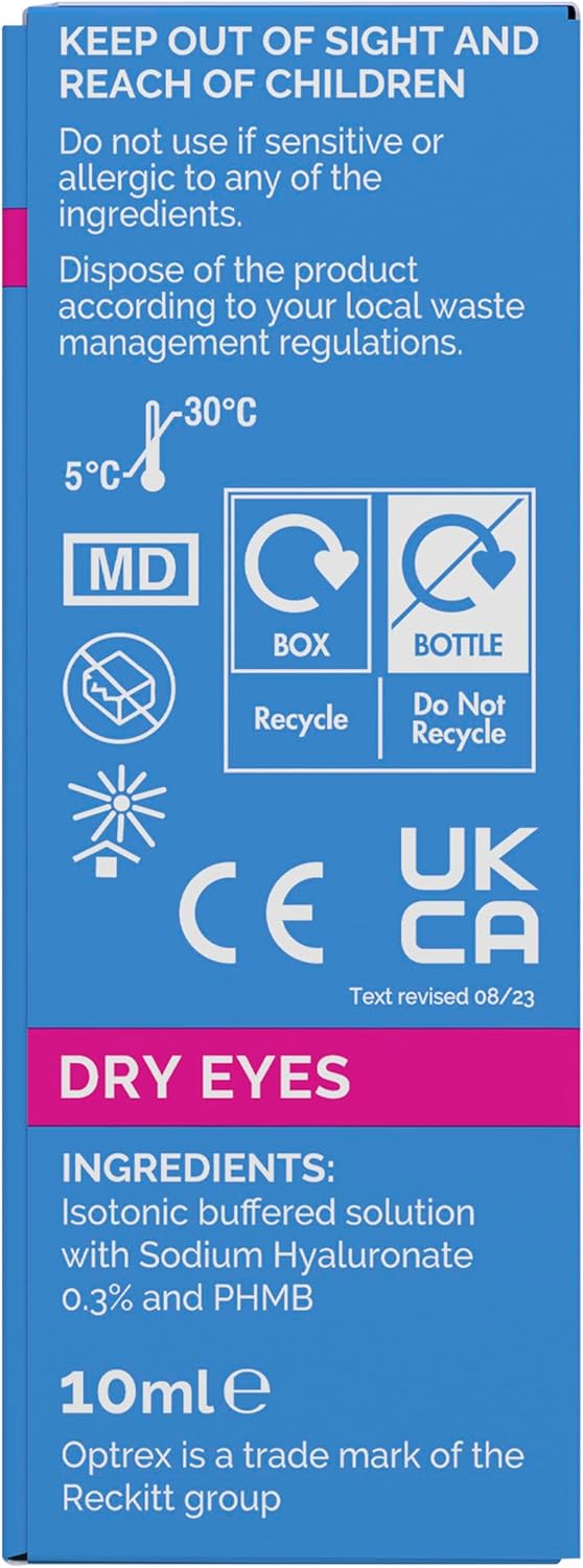 Optrex 10 ml Moisturising Eye Drops: Contact Lens Safe, Relieves Irritation, Soothes Inflammation, Hydrates, Provides Comfort for Dry and Sensitive Eyes