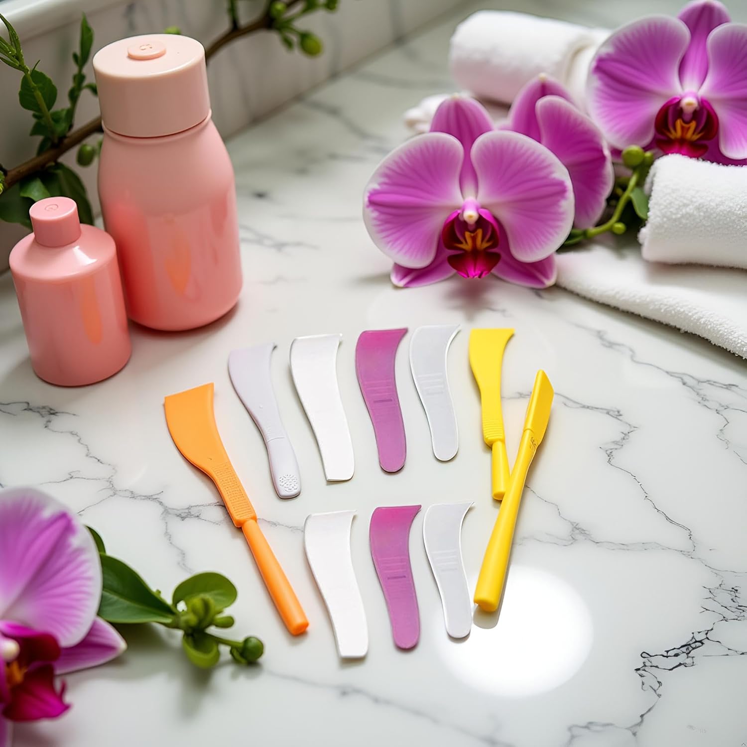 18 Pcs Hair Wax Cleansing Spatulas Plastic S-Shaped Makeup Cosmetic Mask Scraper Waxing Applicator Beauty Tools, Random Color