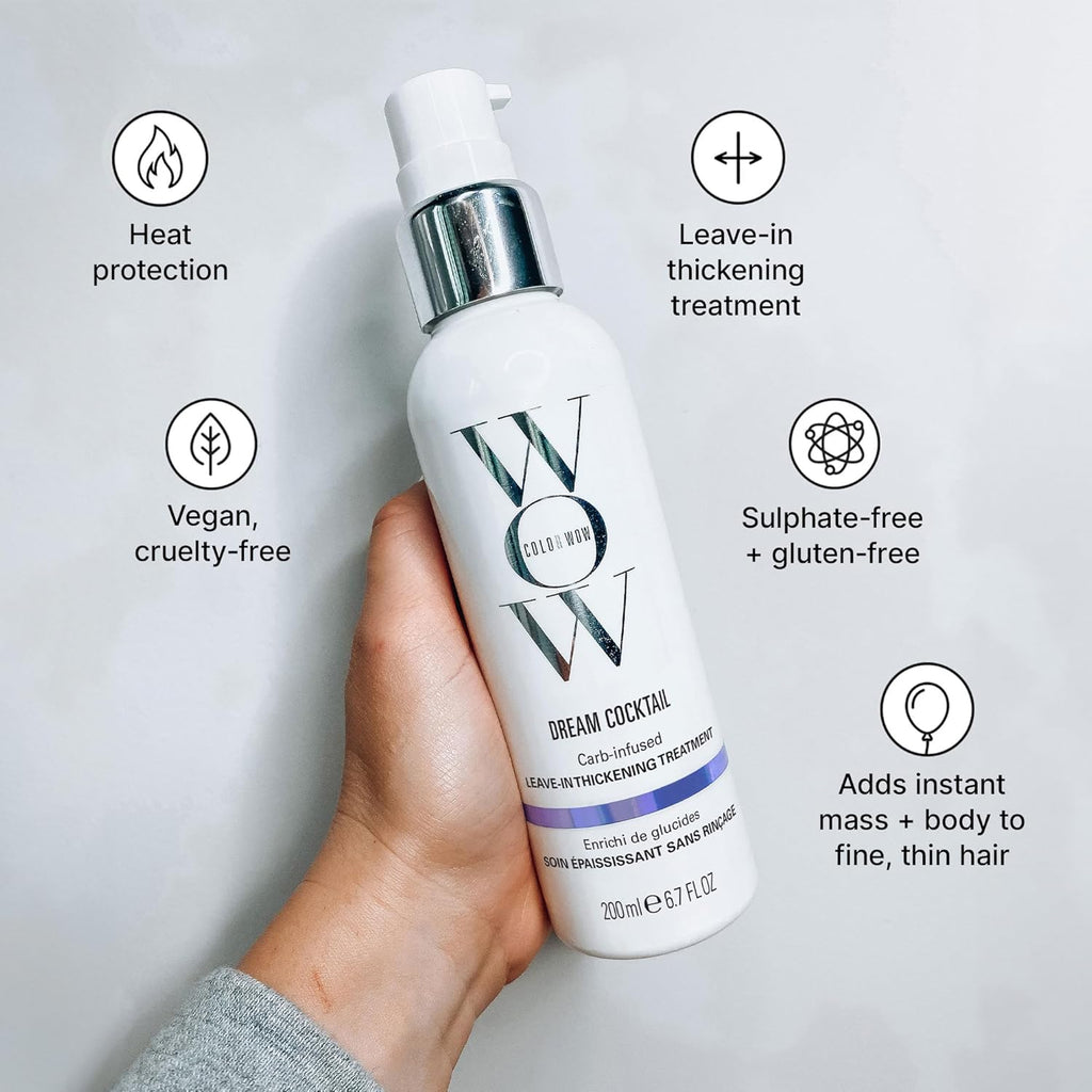 COLOR WOW Dream Cocktail Carb-Infused – Leave-In Thickening Treatment for Fine Hair, Instantly Boosts Fullness and Volume with Heat Protection, 200ml