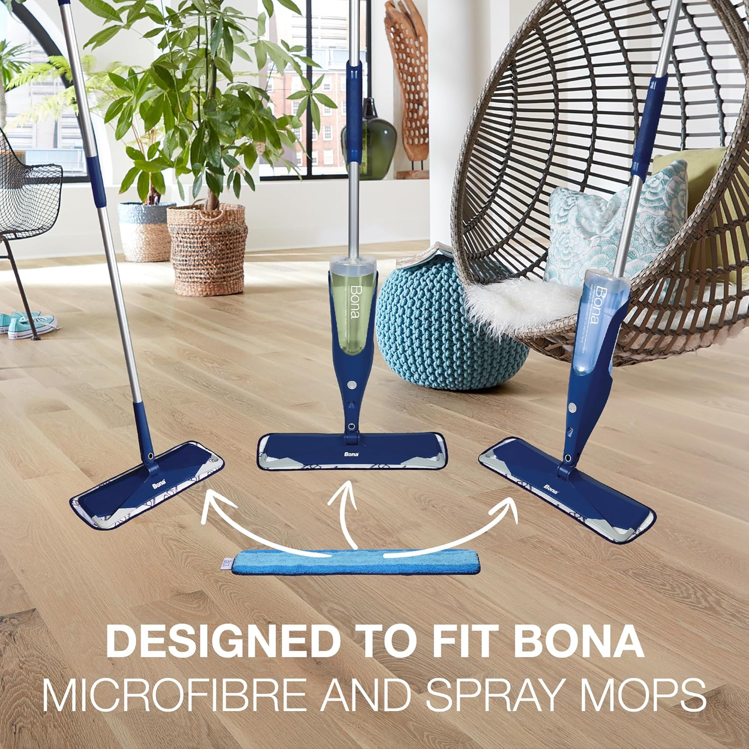 Bona Microfibre Cleaning Pad, for Wood and Hard Surface Floors, fits Bona Family of Mops, 1 Count (Pack of 1)