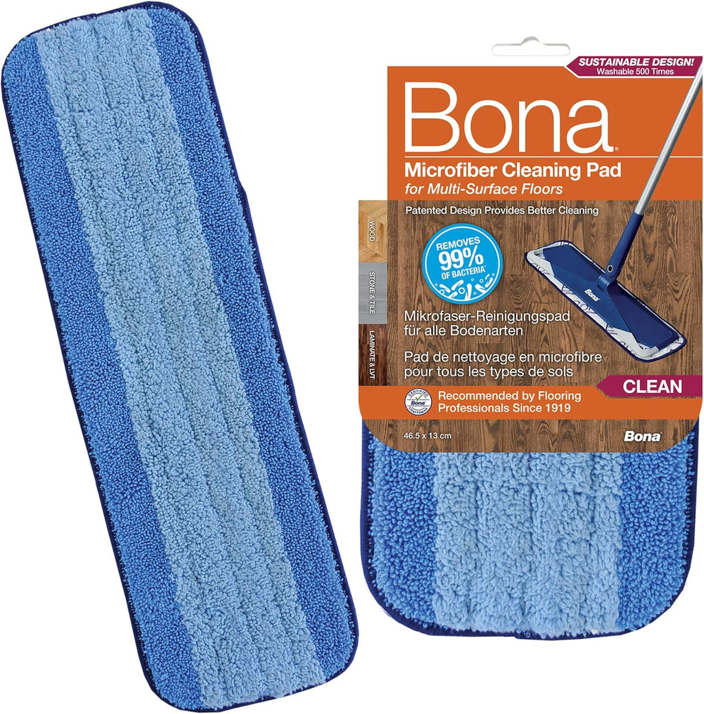 Bona Microfibre Cleaning Pad, for Wood and Hard Surface Floors, fits Bona Family of Mops, 1 Count (Pack of 1)