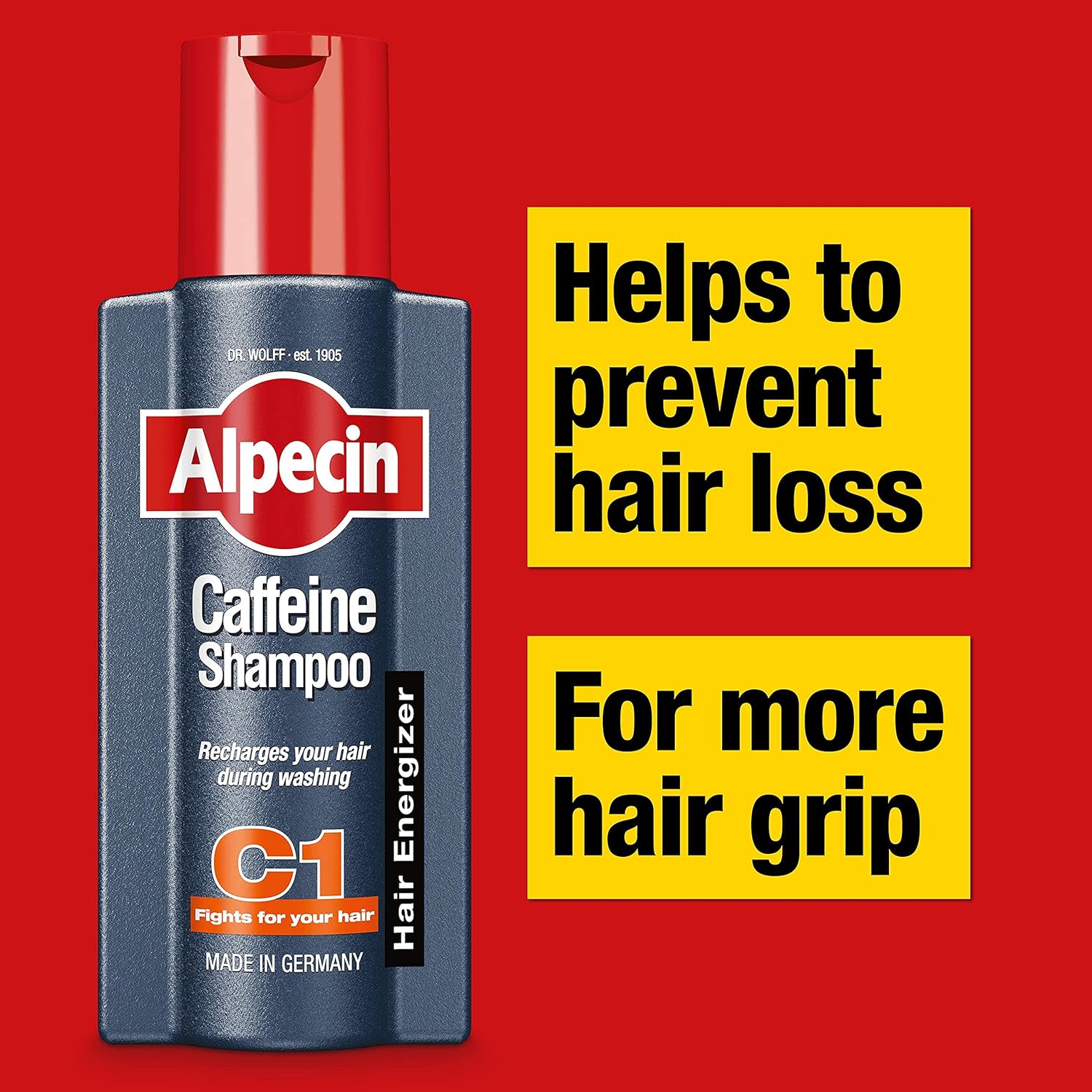 Alpecin Caffeine Shampoo C1 2x 375ml | For Stronger and Thicker Hair | Natural Hair Growth Shampoo for Men | Made in Germany