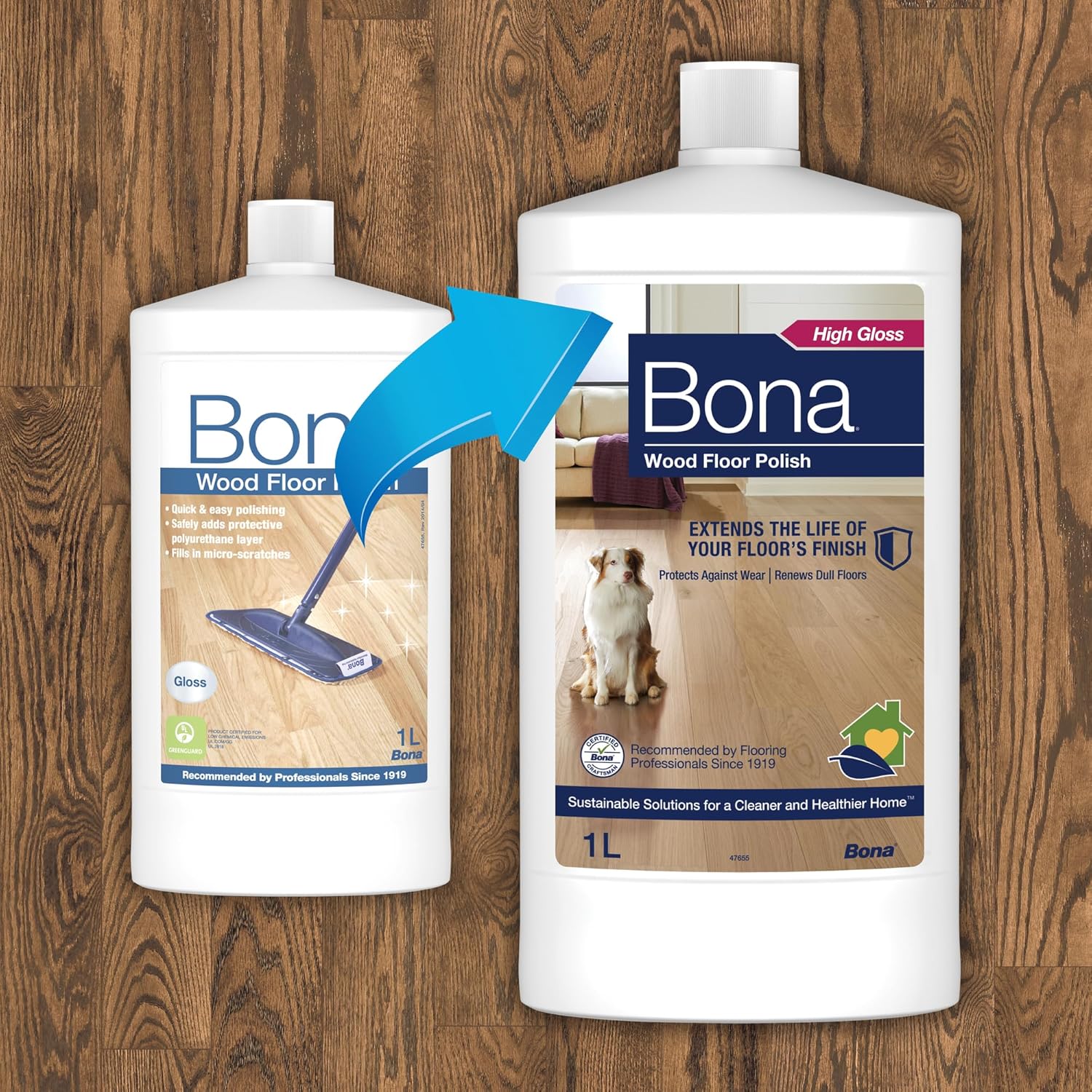 Bona Wood Floor Polish - Protect & Maintain - Gloss Finish - 1 Litre