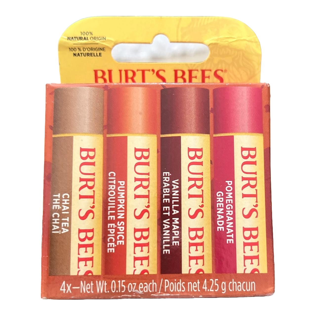 Burt’s Bees Lip Balm Gift Set – Chai Tea, Pumpkin Spice, Vanilla Maple & Pomegranate (4 x 4.25g)